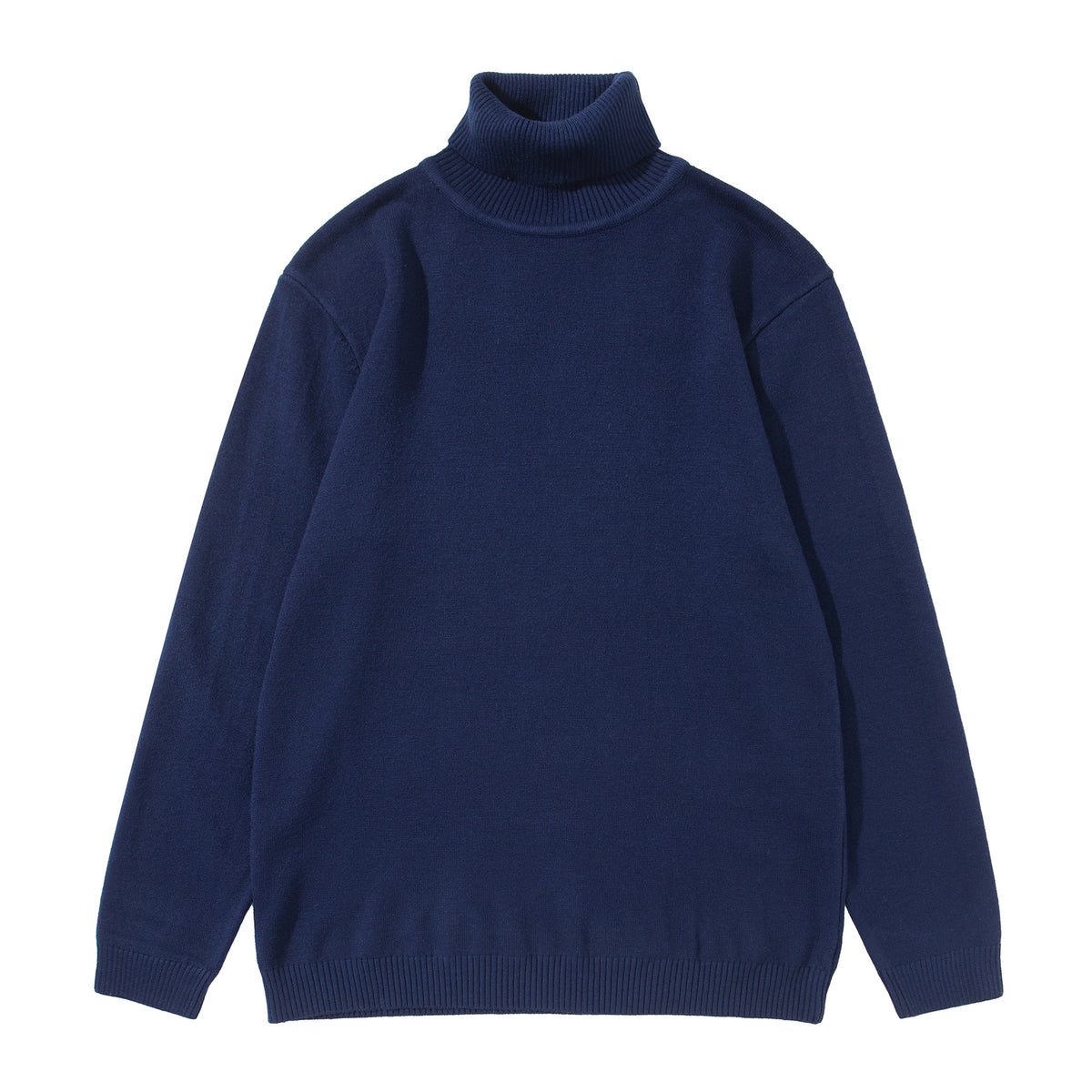 Unisex turtleneck sweater made of fine fine knit with ribbed collar and dropped shoulder EVA-US