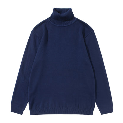 Unisex turtleneck sweater made of fine fine knit with ribbed collar and dropped shoulder EVA-US