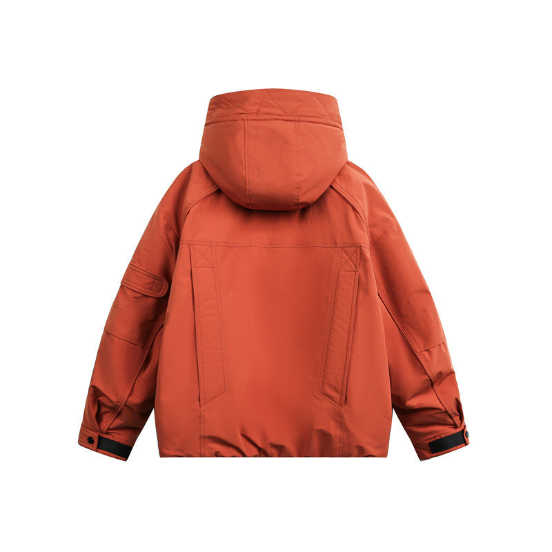 Men's technical outdoor jacket with adjustable hood and utility pockets EVA-US