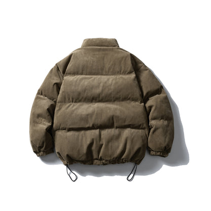 Unisex Padded Cord Blouson Jacket with Stand Collar, Elastic Cuffs, and Drawstring EVA-US