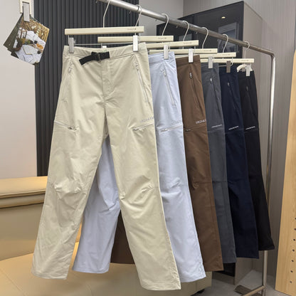 Men's Lightweight Technical Cargo Trekking Pants with Drawstring Waist, Zipper Pockets, and Elastic Hem EVA-US