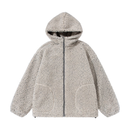 Unisex Boxy Teddy-Fleece Hoodie Jacket with Zipper EVA-US
