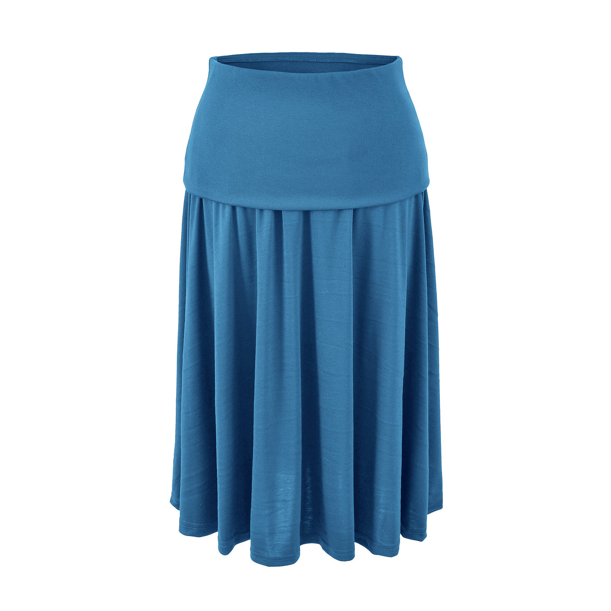 Women Long Jersey Maxi Skirt with Wide Hem and Gently Falling Pleats EVA-US