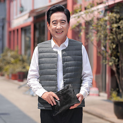 Men's ultra-light padded thermal vest with round neck and snap button closure EVA-US