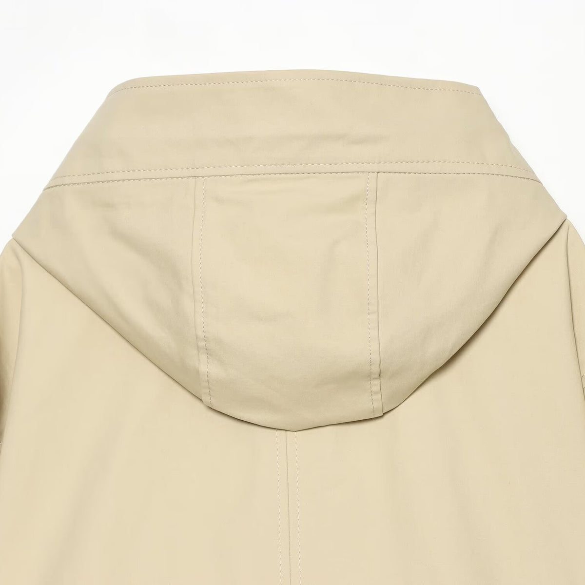 Women's Short Hooded Jacket with Drawstring, Concealed Snap Placket and Patch Pockets EVA-US