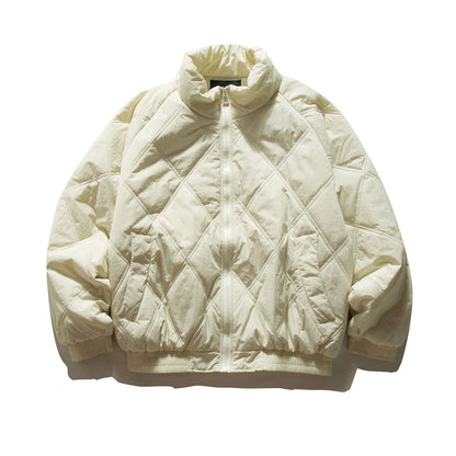 Unisex Boxy Padded Blouson with Diamond Quilting and High Funnel Collar EVA-US