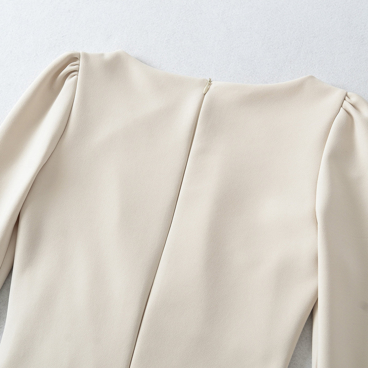 Women Figure-hugging Midi Dress with Gathered Wrap Look and Long Sleeves EVA-US