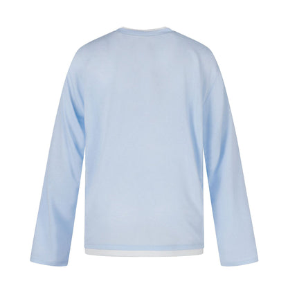 Women's long-sleeve shirt with illustrative horse print and layered look EVA-US