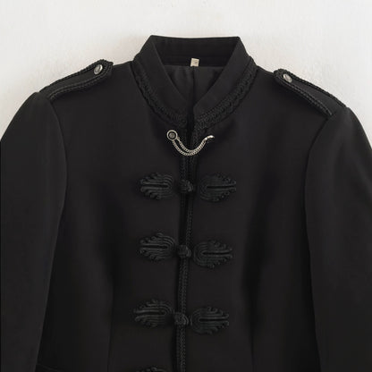 Women's tailored short jacket in Habsburg-inspired military style with cord closure EVA-US
