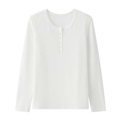 Women's Long Sleeve Henley Shirt with Snap Placket EVA-US