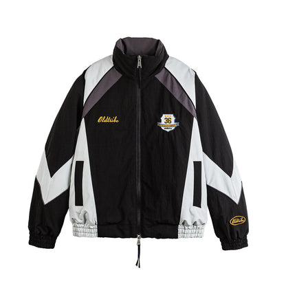 Unisex Retro Track Jacket in Vintage Sports Style with Stand-up Collar and Logo Embroidery EVA-US