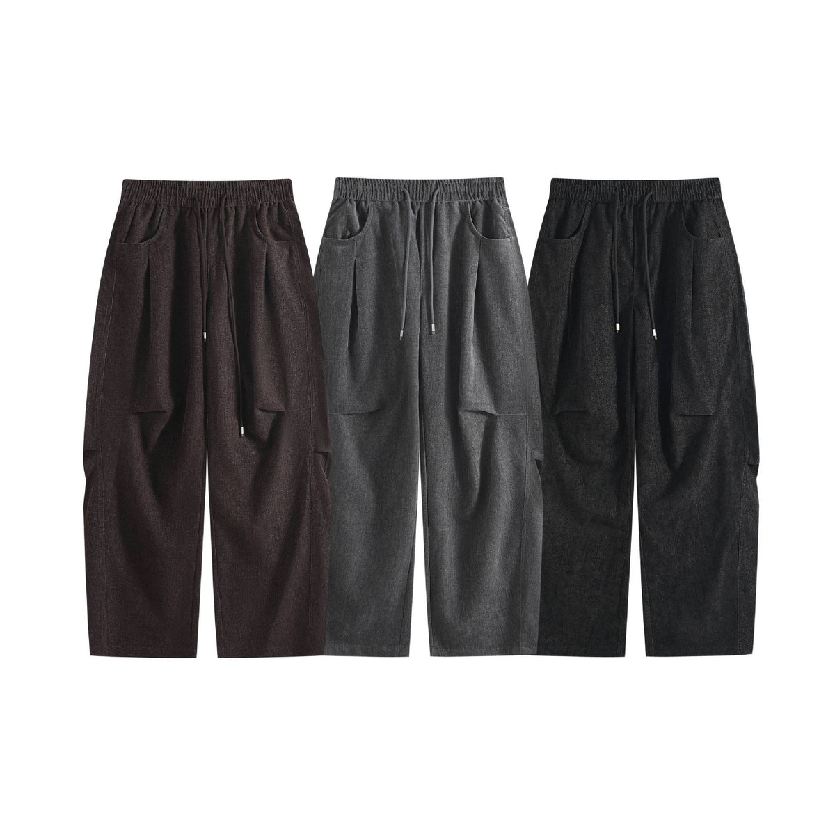 Women's Wide Cropped Comfort Cargo Pants with Elastic Drawstring Waist and Patch Pockets EVA-US