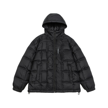 Unisex Oversized Padded Jacket with Hood, Down Look and Drawstring EVA-US