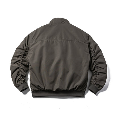 Men's Padded Bomber Jacket in Boxy Cut with High Stand-up Collar and Ribbed Hem EVA-US