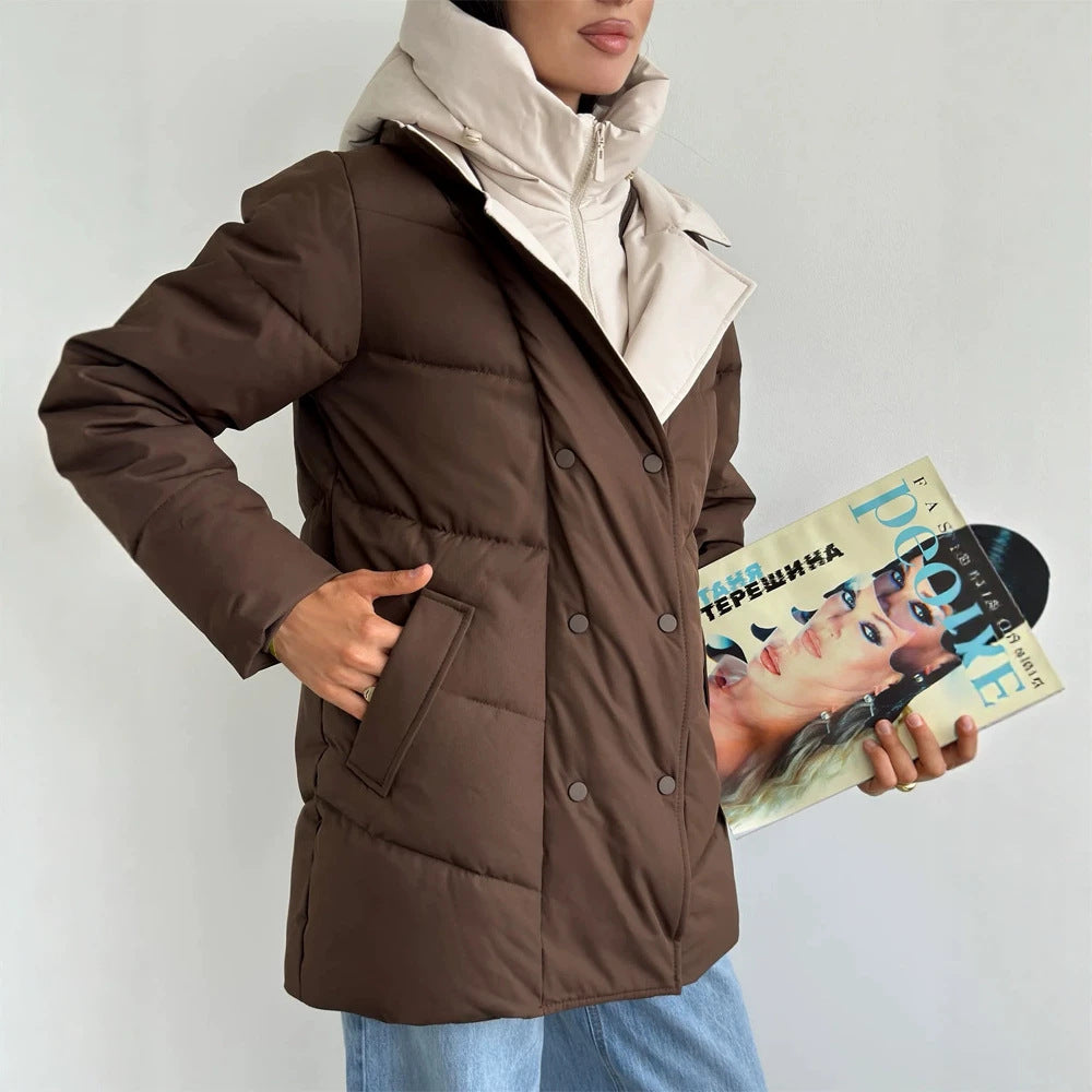 Women's padded double-breasted parka with removable quilted inner vest EVA-US
