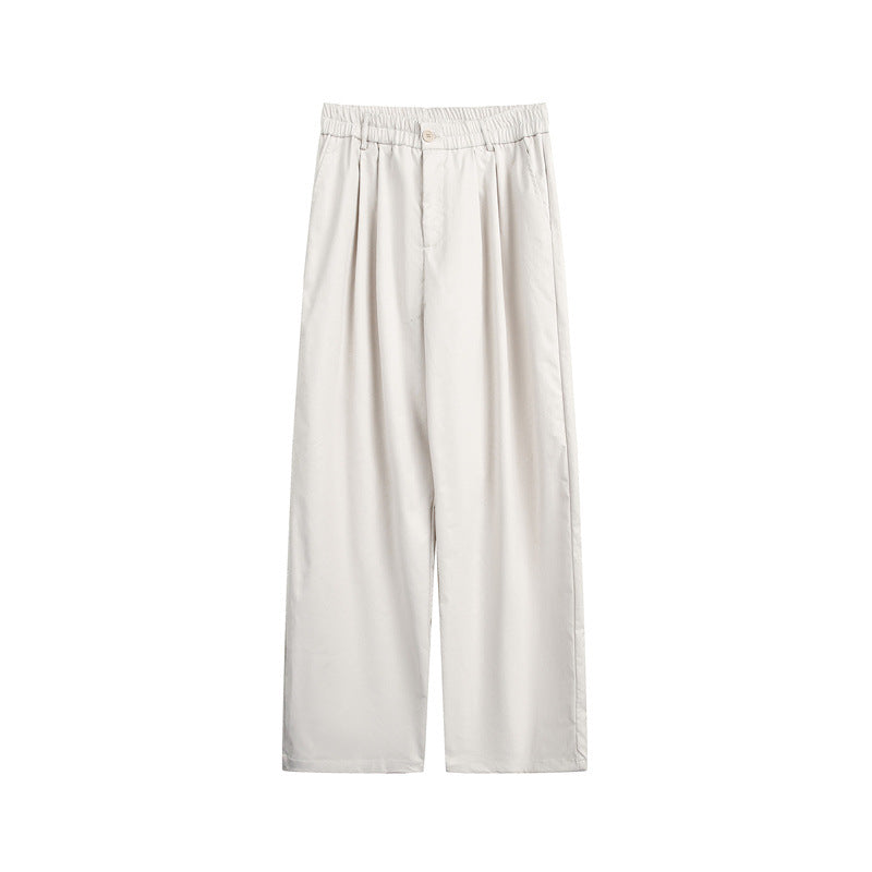 Women's loose-fit palazzo pants with elastic waistband, pleats, and straight leg EVA-US
