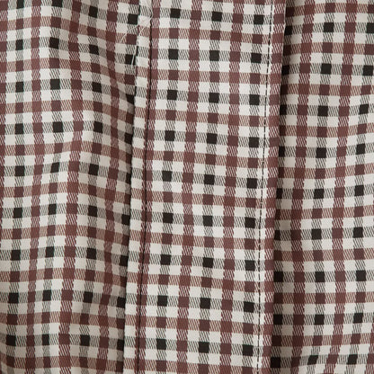 Women's Checked Cropped Field Jacket with Drawstring Hem, Stand-Up Collar and Boxy Silhouette EVA-US