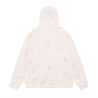 Women Cozy Hooded Oversized Sweater with Integrated Bow Scarf and Patch Pockets