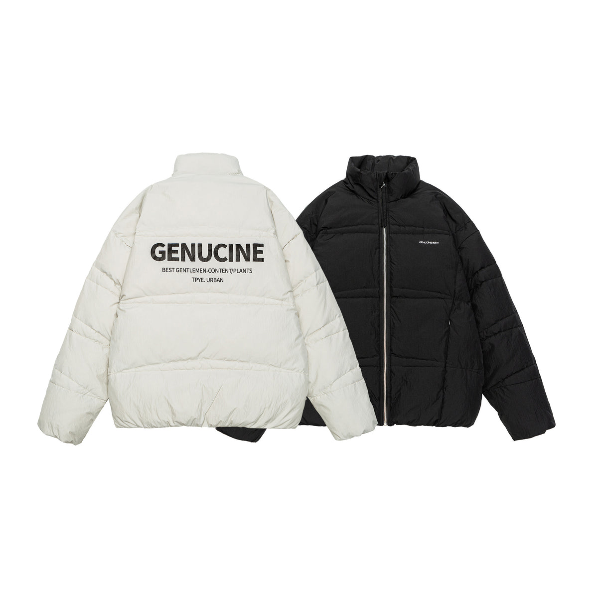 Men's Shorter Oversized Padded Puffer with High Stand Collar and Metal Zipper EVA-US