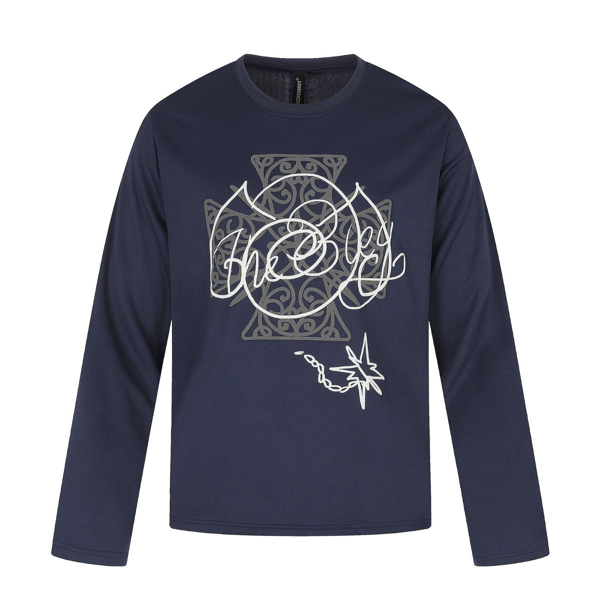 Women's Long Sleeve Round Neck Shirt with Decorative Print EVA-US