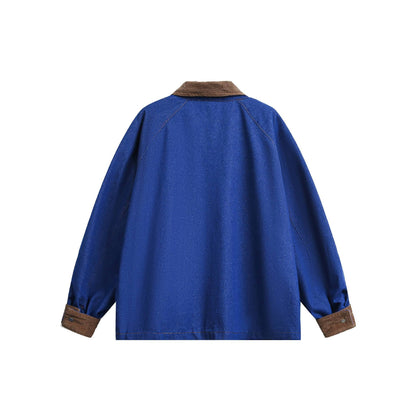 Unisex Kastig cut denim jacket with cord collar and utility details EVA-US