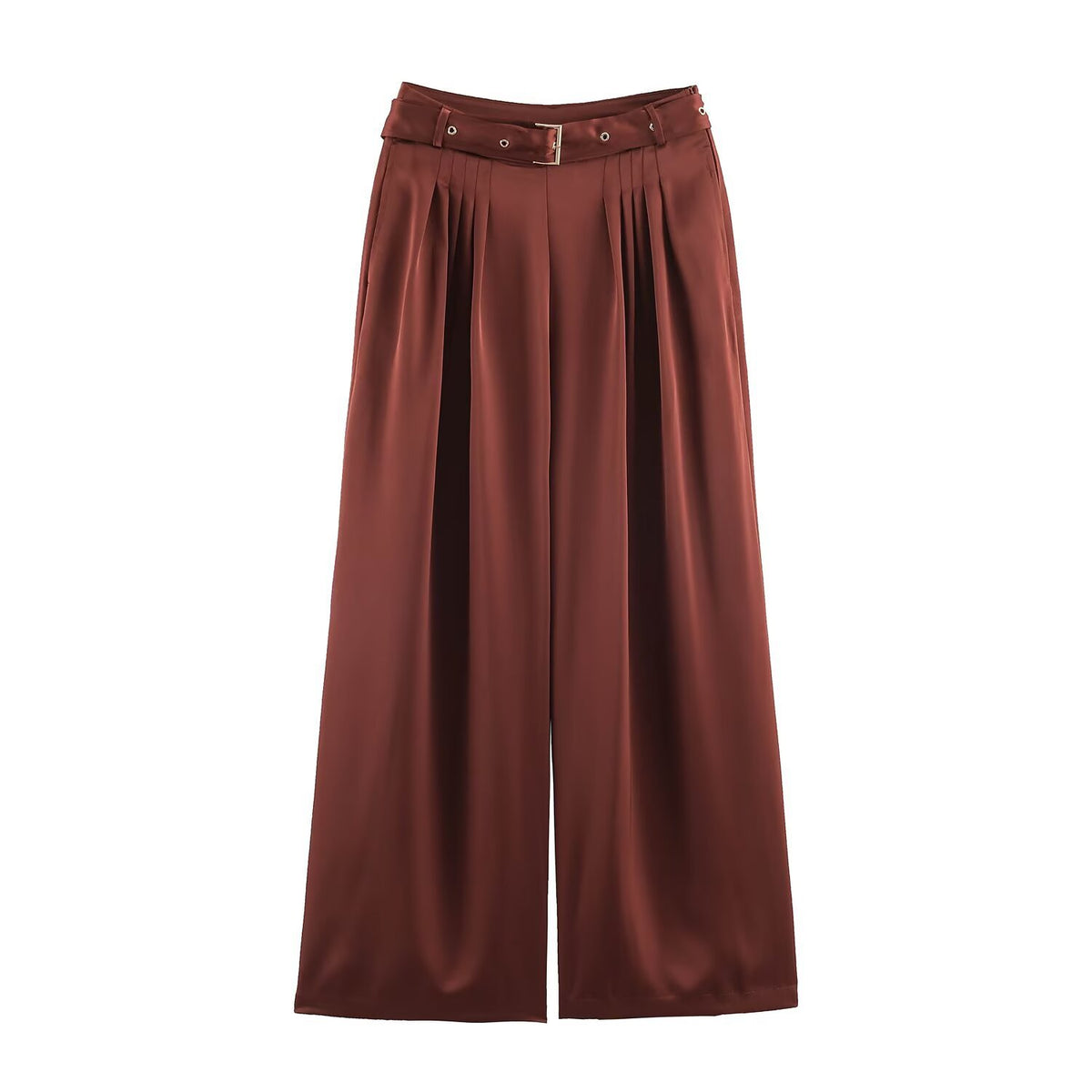 Ladies Two-Piece Satin Set with Bow Blouse and Pleated Culotte EVA-US