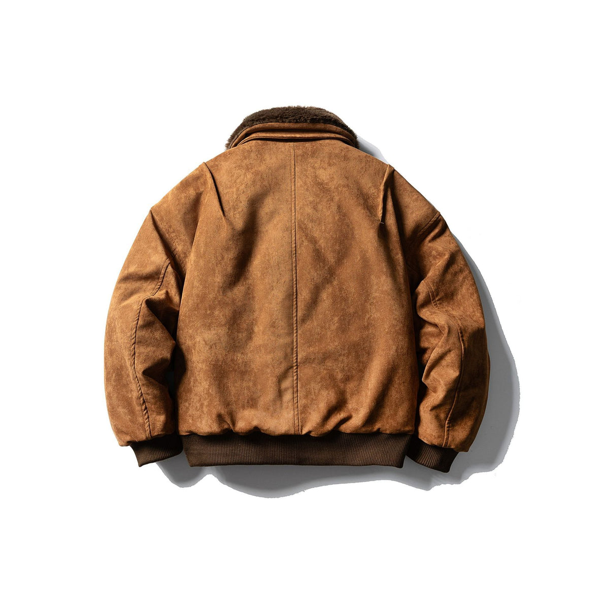 Men's Quilted Flight Jacket with Faux Fur Collar, Velvet-Suede Look and Utility Pockets EVA-US