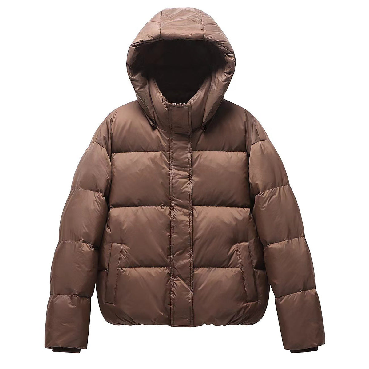 Ladies short-cut oversized quilted jacket with XXL hood and thermal insulation EVA-US