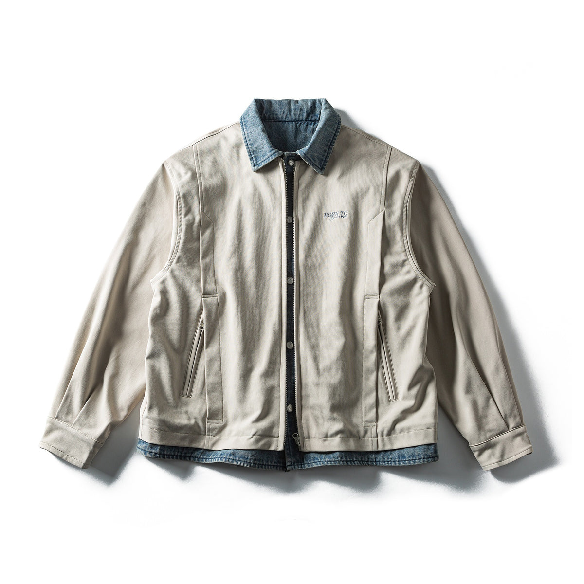 Men's Lightweight Canvas Field Blouson with Contrasting Denim Collar EVA-US