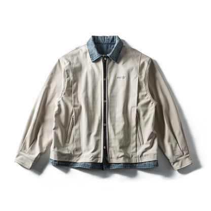 Men's Lightweight Canvas Field Blouson with Contrasting Denim Collar EVA-US