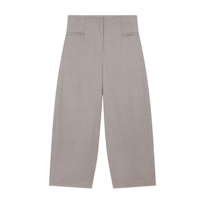 Women high-waisted cropped palazzo pants with concealed front seam EVA-US