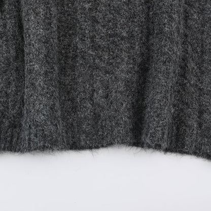 Women's Chunky Knit Oversized Sweater with High Turtleneck and Cable Pattern EVA-US