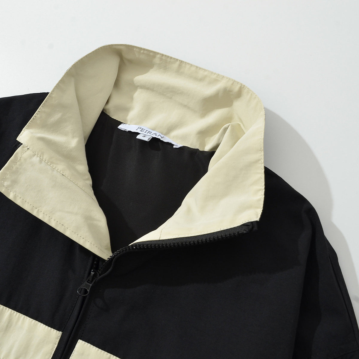 Women's sporty track jacket with high stand-up collar and contrasting stripes EVA-US