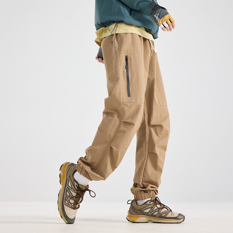 Men's Lightweight Tech Cargo Jog Pants made of Ripstop with Thigh Zipper and Elastic Hem EVA-US