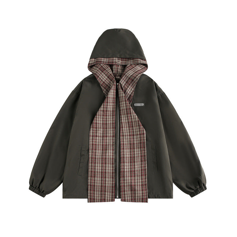 Unisex Two-Layer Hoodie with Checked Inner Placket and Elastic Cuffs EVA-US