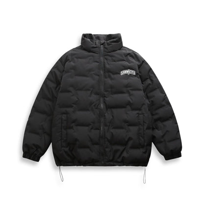 Unisex Short cut minimalist thermal puffer jacket with high stand-up collar EVA-US