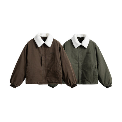 Men's short-cut canvas blouson with teddy collar and padded thermal lining EVA-US