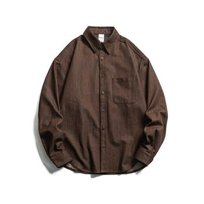 Men's Boxy Shirt Jacket made of sturdy twill with rounded hem EVA-US