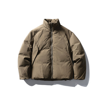 Men's Boxy Thermal Insulation Jacket with High Stand Collar and Minimalist Outer Shell EVA-US