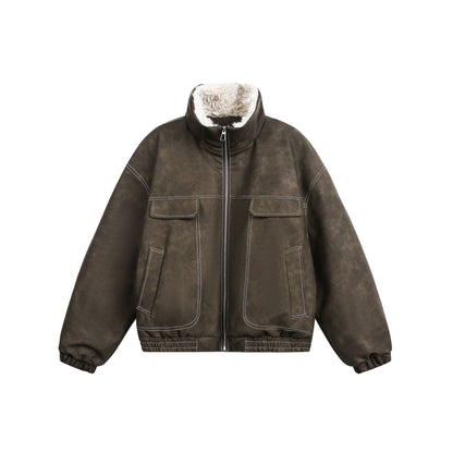 Men's Boxy Suede-Look Blouson with Teddy Lining and High Collar EVA-US