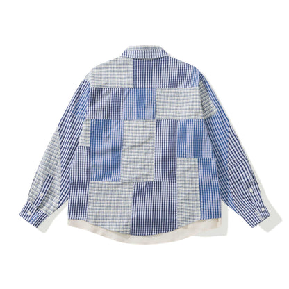 Unisex Patchwork-checked Overshirt with extended hem EVA-US