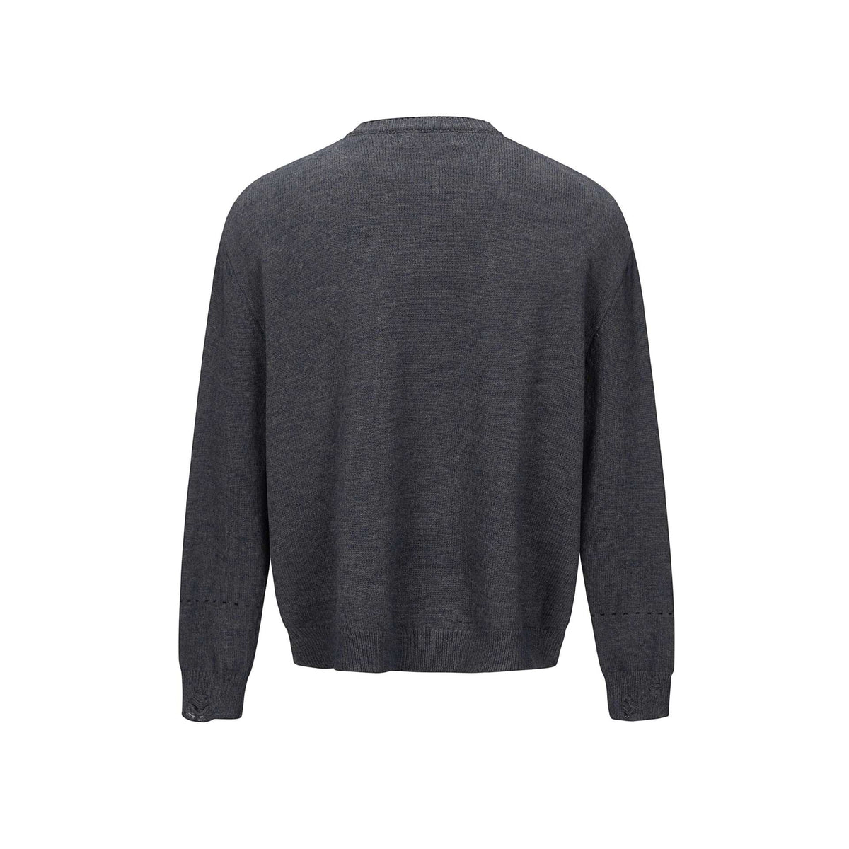 Unisex Simple Cardigan with Round Neck, Wooden Button Placket and Ribbed Hem EVA-US