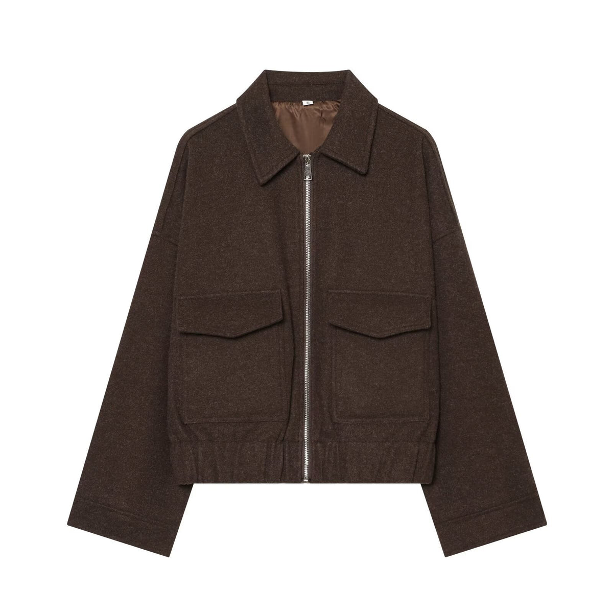 Ladies short jacket made of wool blend with zipper, flap pockets and elastic hem EVA-US
