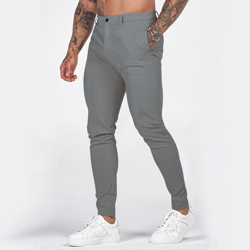 Men's Slim-Fit Chino Pants with Modern Design and Elastic Waist EVA-US