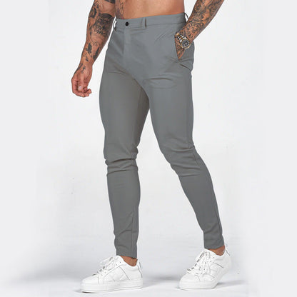 Men's Slim-Fit Chino Pants with Modern Design and Elastic Waist EVA-US