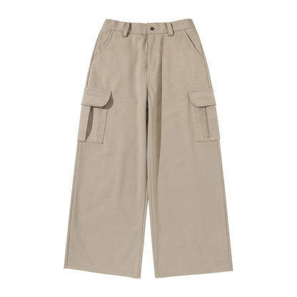 Women's Cropped Cargo Pants with Wide Leg and Patch Pockets EVA-US