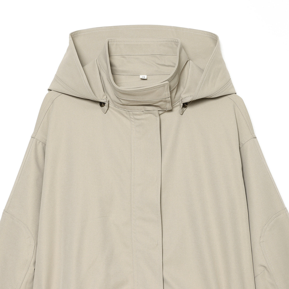 Women short parka with high funnel collar, drawstring waist and concealed button placket EVA-US