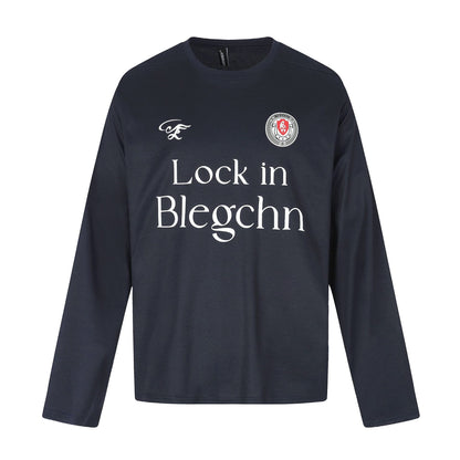 Unisex Crew Neck Sweatshirt with large typographic print and embroidered emblem EVA-US