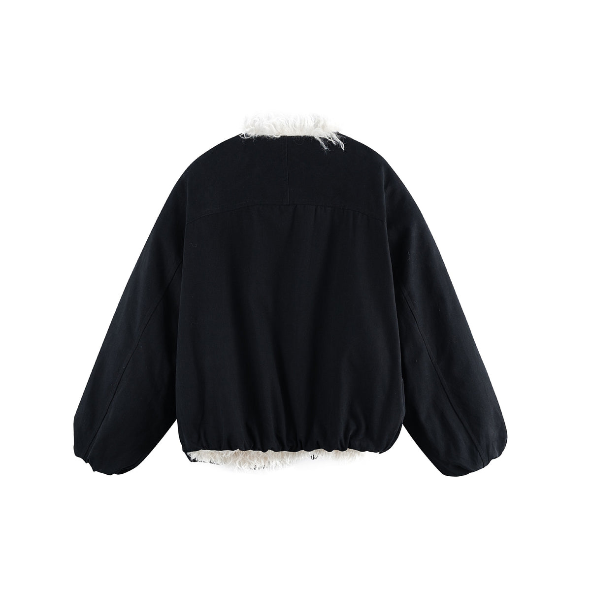 Women's short jacket in oversized cut with voluminous teddy lining and elastic hem