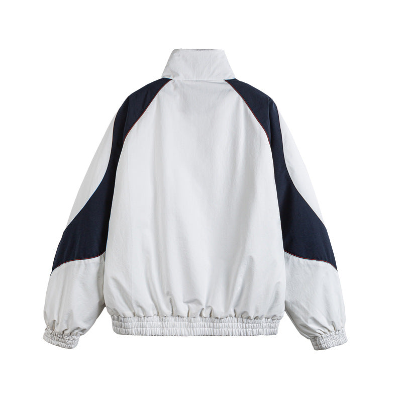 Unisex Retro Track Jacket in Vintage Sports Style with Stand-up Collar and Logo Embroidery EVA-US